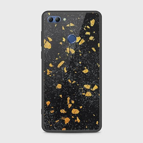 Huawei Y9 2018 Cover - Black Marble Series - HQ Ultra Shine Premium Infinity Glass Soft Silicon Borders Case