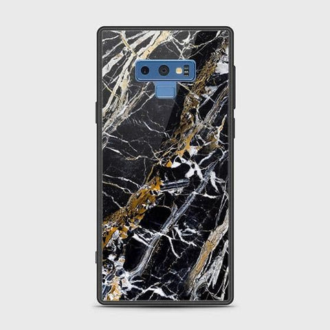 Samsung Galaxy Note 9 Cover - Black Marble Series - HQ Ultra Shine Premium Infinity Glass Soft Silicon Borders Case