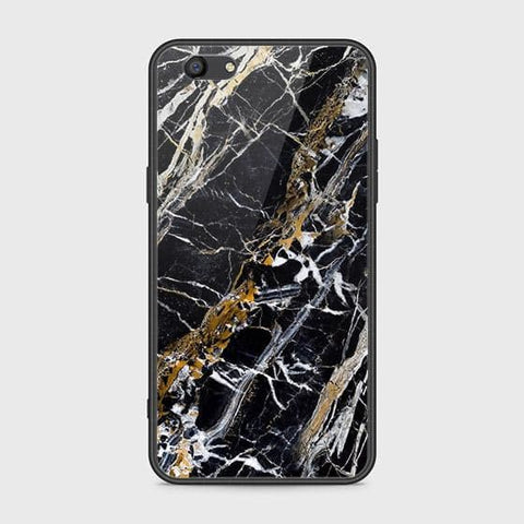 Oppo A77 Cover - Black Marble Series - HQ Ultra Shine Premium Infinity Glass Soft Silicon Borders Case