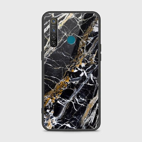 Realme 5 Pro Cover - Black Marble Series - HQ Ultra Shine Premium Infinity Glass Soft Silicon Borders Case