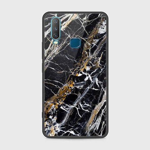 Vivo Y15 Cover - Black Marble Series - HQ Ultra Shine Premium Infinity Glass Soft Silicon Borders Case