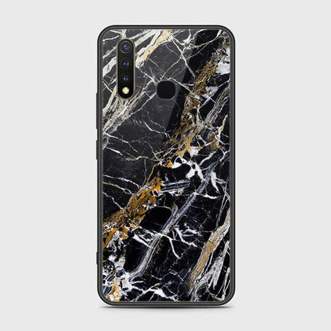 Vivo Y19 Cover - Black Marble Series - HQ Ultra Shine Premium Infinity Glass Soft Silicon Borders Case