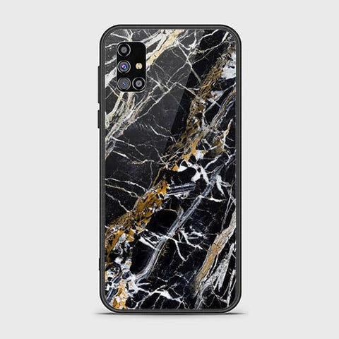 Samsung Galaxy A03s Cover - Black Marble Series - HQ Ultra Shine Premium Infinity Glass Soft Silicon Borders Case