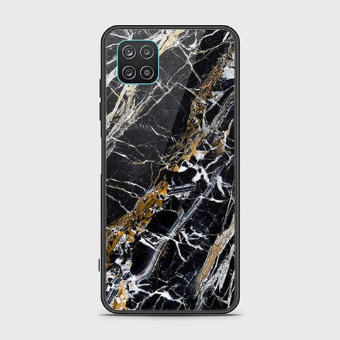 Samsung Galaxy A12 Cover - Black Marble Series - HQ Ultra Shine Premium Infinity Glass Soft Silicon Borders Case