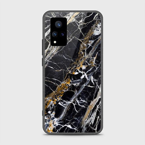 Vivo V21 Cover - Black Marble Series - HQ Ultra Shine Premium Infinity Glass Soft Silicon Borders Case