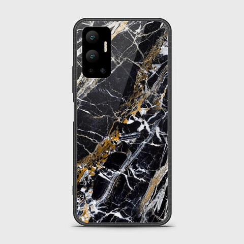 Infinix Hot 12 Cover- Black Marble Series - HQ Ultra Shine Premium Infinity Glass Soft Silicon Borders Case