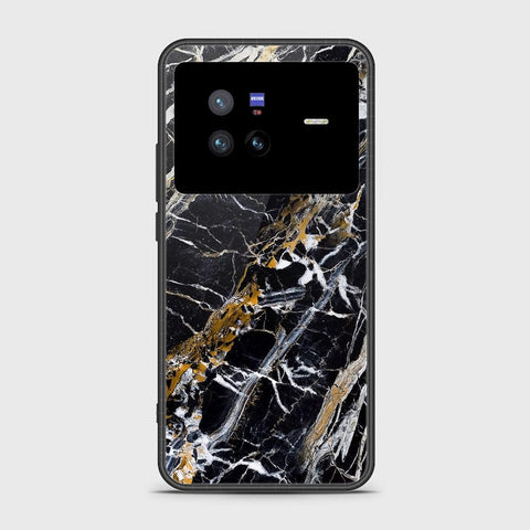 Vivo X80 Cover- Black Marble Series - HQ Ultra Shine Premium Infinity Glass Soft Silicon Borders Case