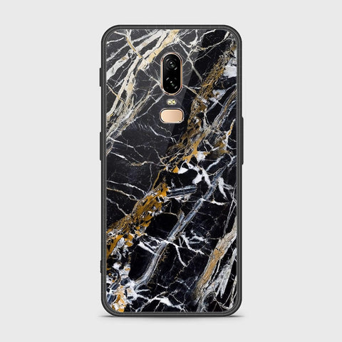 OnePlus 6 Cover- Black Marble Series - HQ Ultra Shine Premium Infinity Glass Soft Silicon Borders Case