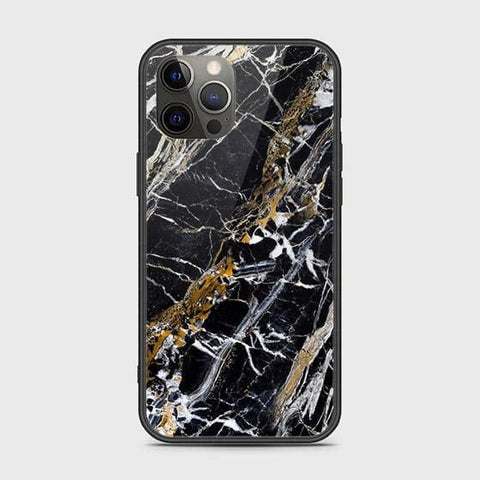 iPhone 12 Pro Cover - Black Marble Series - HQ Ultra Shine Premium Infinity Glass Soft Silicon Borders Case