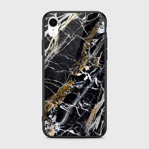 iPhone XR Cover - Black Marble Series - HQ Ultra Shine Premium Infinity Glass Soft Silicon Borders Case