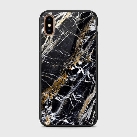 iPhone XS Max Cover - Black Marble Series - HQ Ultra Shine Premium Infinity Glass Soft Silicon Borders Case