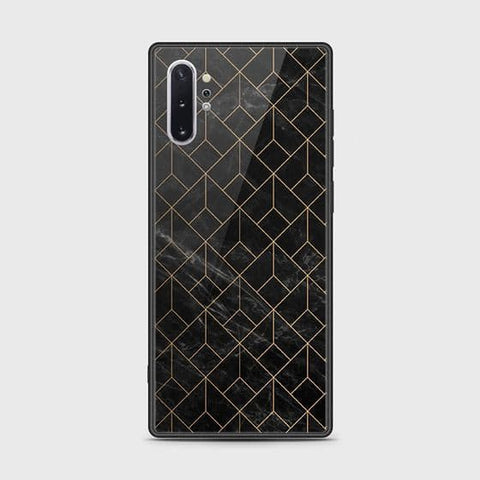 Samsung Galaxy Note 10 Plus Cover - Black Marble Series - HQ Ultra Shine Premium Infinity Glass Soft Silicon Borders Case