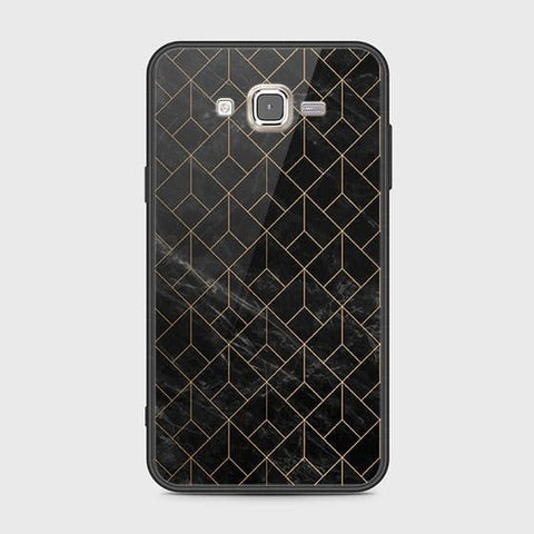 Samsung Galaxy J7 2015 Cover - Black Marble Series - HQ Ultra Shine Premium Infinity Glass Soft Silicon Borders Case