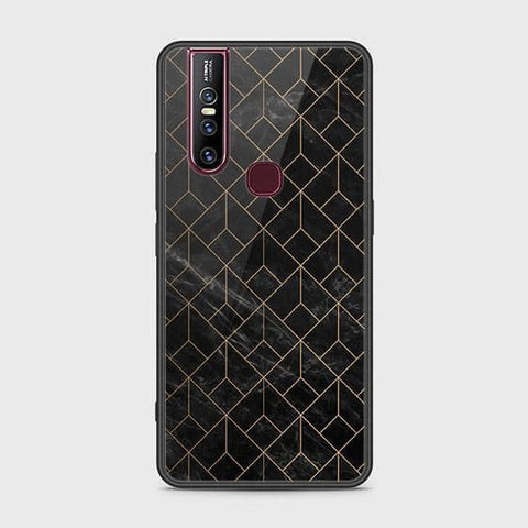 Vivo V15 Cover - Black Marble Series - HQ Ultra Shine Premium Infinity Glass Soft Silicon Borders Case