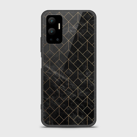 Infinix Hot 12 Cover- Black Marble Series - HQ Ultra Shine Premium Infinity Glass Soft Silicon Borders Case