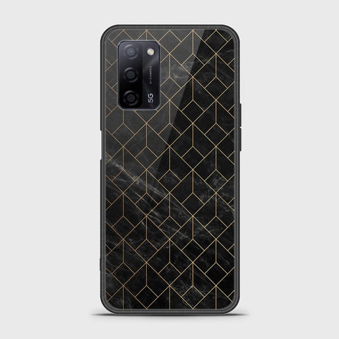 Oppo A55s Cover- Black Marble Series - HQ Ultra Shine Premium Infinity Glass Soft Silicon Borders Case