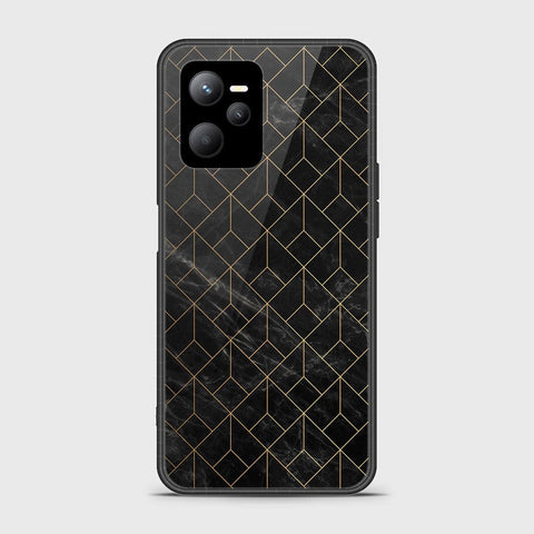 Realme V25 Cover- Black Marble Series - HQ Ultra Shine Premium Infinity Glass Soft Silicon Borders Case