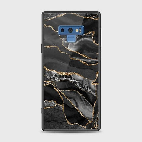 Samsung Galaxy Note 9 Cover - Black Marble Series - HQ Ultra Shine Premium Infinity Glass Soft Silicon Borders Case