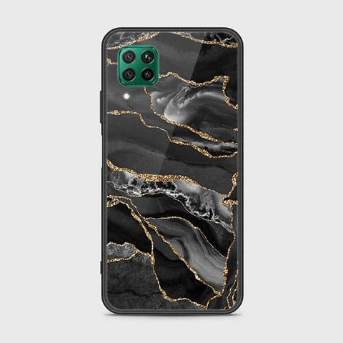 Huawei P40 Lite Cover - Black Marble Series - HQ Ultra Shine Premium Infinity Glass Soft Silicon Borders Case