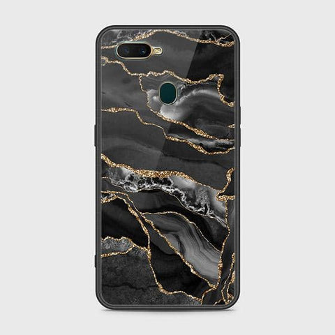 Oppo A12 Cover - Black Marble Series - HQ Ultra Shine Premium Infinity Glass Soft Silicon Borders Case