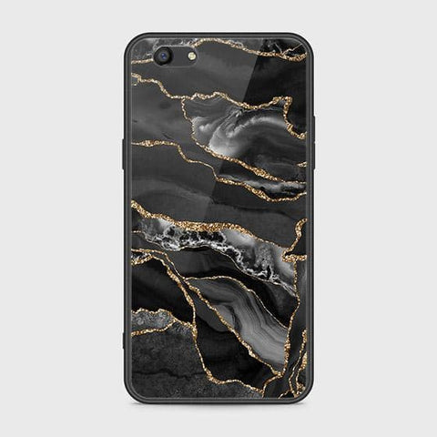 Oppo A77 Cover - Black Marble Series - HQ Ultra Shine Premium Infinity Glass Soft Silicon Borders Case