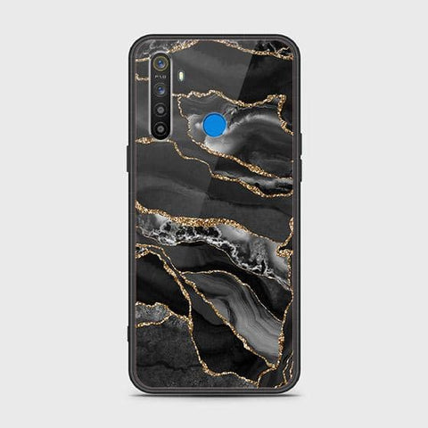 Realme 5 Cover - Black Marble Series - HQ Ultra Shine Premium Infinity Glass Soft Silicon Borders Case