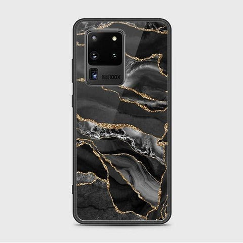 Samsung Galaxy S20 Ultra Cover - Black Marble Series - HQ Ultra Shine Premium Infinity Glass Soft Silicon Borders Case