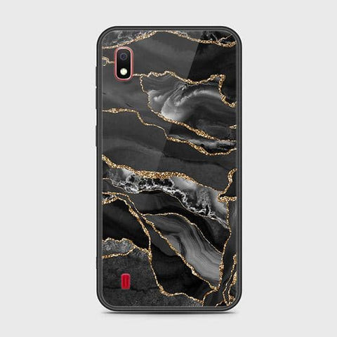 Samsung Galaxy A10 Cover - Black Marble Series - HQ Ultra Shine Premium Infinity Glass Soft Silicon Borders Case