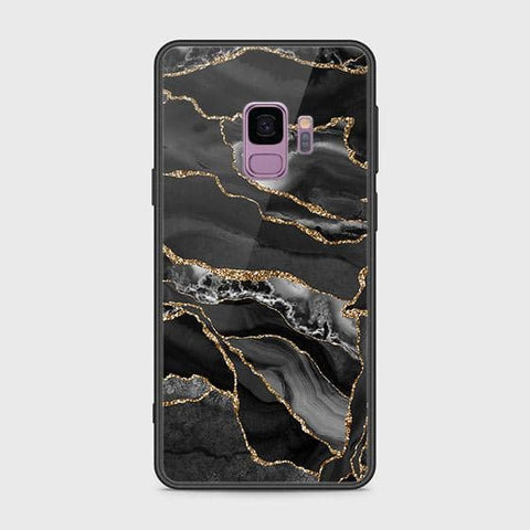 Samsung Galaxy S9 Cover - Black Marble Series - HQ Ultra Shine Premium Infinity Glass Soft Silicon Borders Case