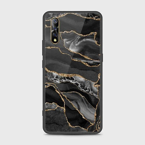 Vivo S1 Cover - Black Marble Series - HQ Ultra Shine Premium Infinity Glass Soft Silicon Borders Case