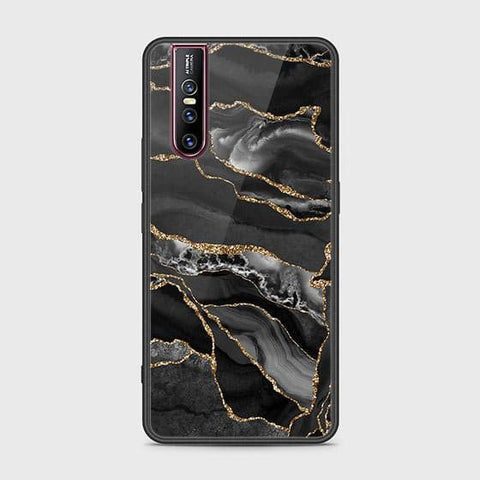 Vivo V15 Pro Cover - Black Marble Series - HQ Ultra Shine Premium Infinity Glass Soft Silicon Borders Case