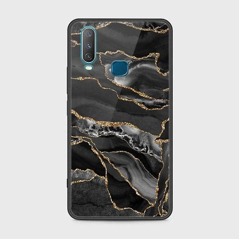 Vivo Y15 Cover - Black Marble Series - HQ Ultra Shine Premium Infinity Glass Soft Silicon Borders Case