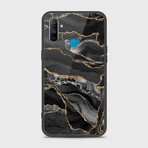 Realme C3 Cover - Black Marble Series - HQ Ultra Shine Premium Infinity Glass Soft Silicon Borders Case