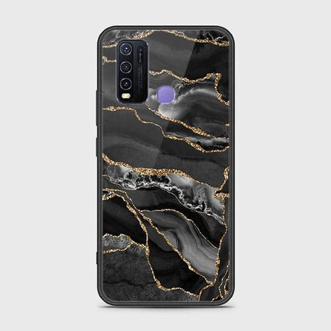 Vivo Y30 Cover - Black Marble Series - HQ Ultra Shine Premium Infinity Glass Soft Silicon Borders Case