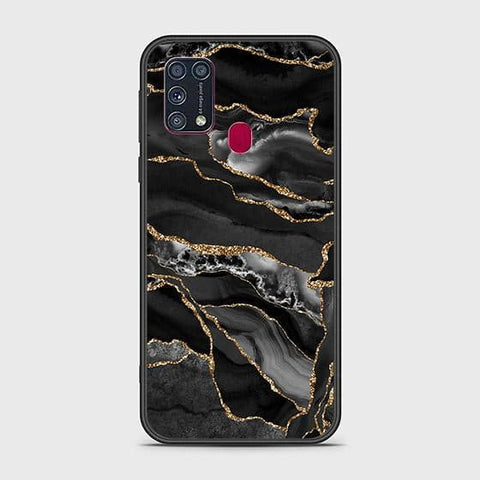 Samsung Galaxy M21 Cover - Black Marble Series - HQ Ultra Shine Premium Infinity Glass Soft Silicon Borders Case