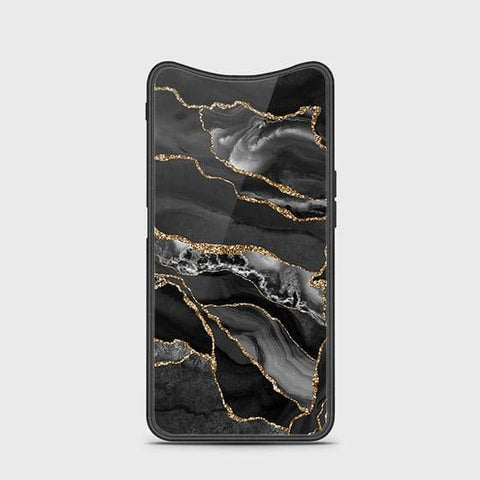 Oppo Find X Cover - Black Marble Series - HQ Ultra Shine Premium Infinity Glass Soft Silicon Borders Case