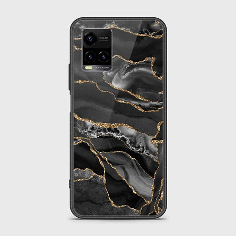 Vivo Y33T Cover - Black Marble Series - HQ Ultra Shine Premium Infinity Glass Soft Silicon Borders Case