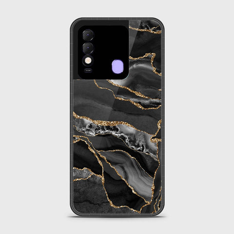 Tecno Spark 8 Cover- Black Marble Series - HQ Ultra Shine Premium Infinity Glass Soft Silicon Borders Case