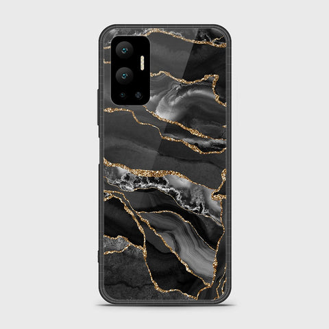 Infinix Hot 12 Cover- Black Marble Series - HQ Ultra Shine Premium Infinity Glass Soft Silicon Borders Case