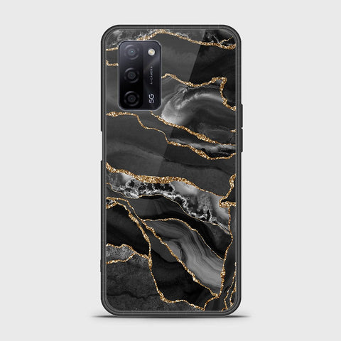 Oppo A55s Cover- Black Marble Series - HQ Ultra Shine Premium Infinity Glass Soft Silicon Borders Case