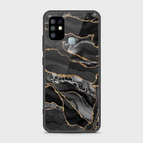 Infinix Hot 10 Cover- Black Marble Series - HQ Ultra Shine Premium Infinity Glass Soft Silicon Borders Case