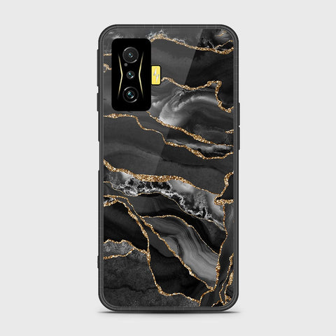 Xiaomi Poco F4 GT Cover- Black Marble Series - HQ Ultra Shine Premium Infinity Glass Soft Silicon Borders Case