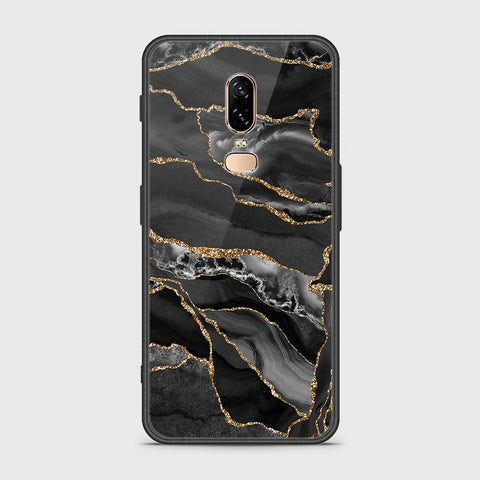 OnePlus 6 Cover- Black Marble Series - HQ Ultra Shine Premium Infinity Glass Soft Silicon Borders Case