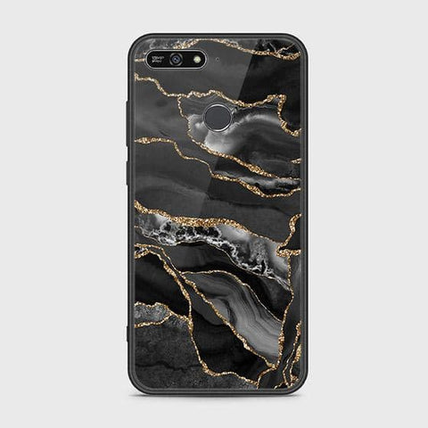 Huawei Y6 Prime 2018 Cover - Black Marble Series - HQ Ultra Shine Premium Infinity Glass Soft Silicon Borders Case