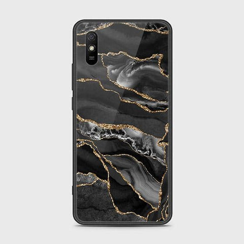 Xiaomi Redmi 9A Cover - Black Marble Series - HQ Ultra Shine Premium Infinity Glass Soft Silicon Borders Case