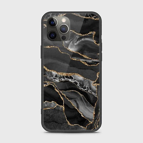 iPhone 12 Pro Cover - Black Marble Series - HQ Ultra Shine Premium Infinity Glass Soft Silicon Borders Case