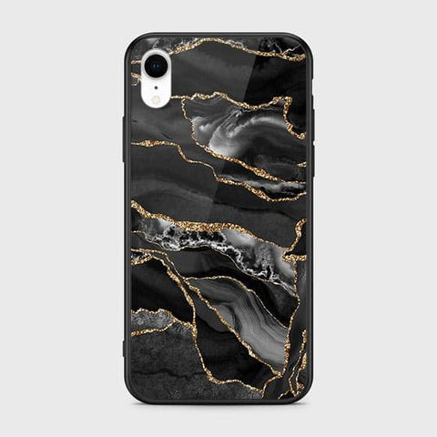 iPhone XR Cover - Black Marble Series - HQ Ultra Shine Premium Infinity Glass Soft Silicon Borders Case