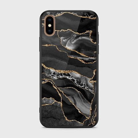 iPhone XS Max Cover - Black Marble Series - HQ Ultra Shine Premium Infinity Glass Soft Silicon Borders Case