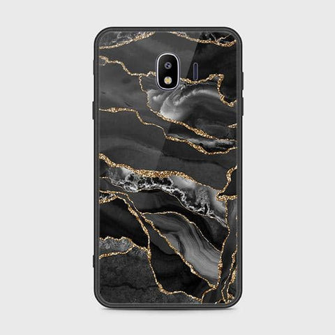 Samsung Galaxy J4 2018 Cover - Black Marble Series - HQ Ultra Shine Premium Infinity Glass Soft Silicon Borders Case