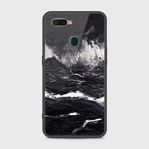 Oppo A7 Cover - Black Marble Series - HQ Ultra Shine Premium Infinity Glass Soft Silicon Borders Case